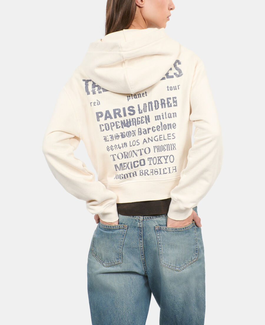 The Kooples F ECRU ecru hoodie with serigraphy