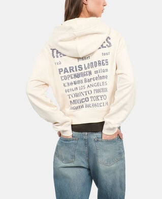 The Kooples F ECRU ecru hoodie with serigraphy