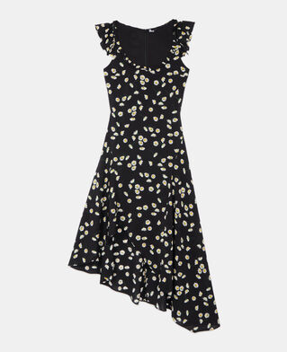 The Kooples WOMEN BLACK WHITE floral printed long dress