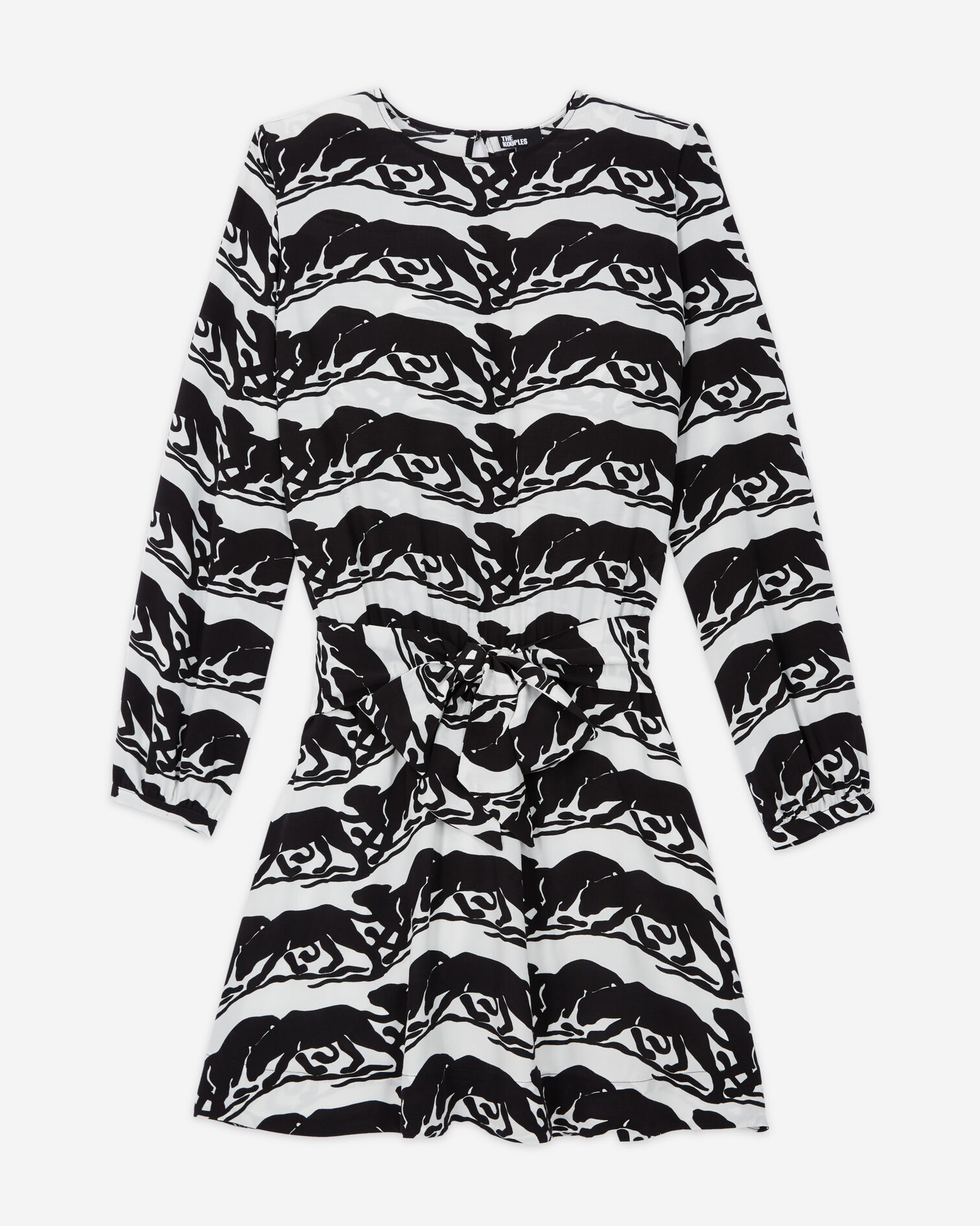 Short dress with printed belt, BLACK / WHITE, hi-res image number null
