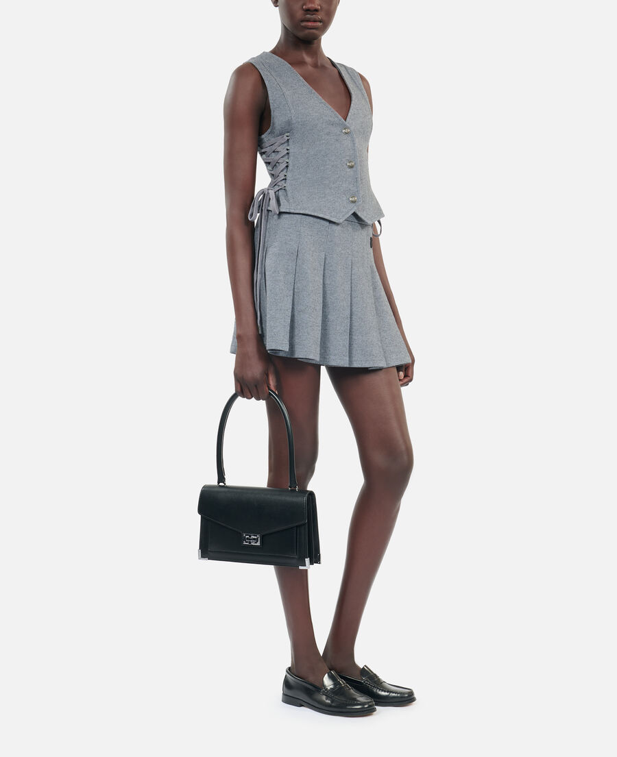 The Kooples DAMEN GREY MELANGE graue weste mit schn&uuml;rung