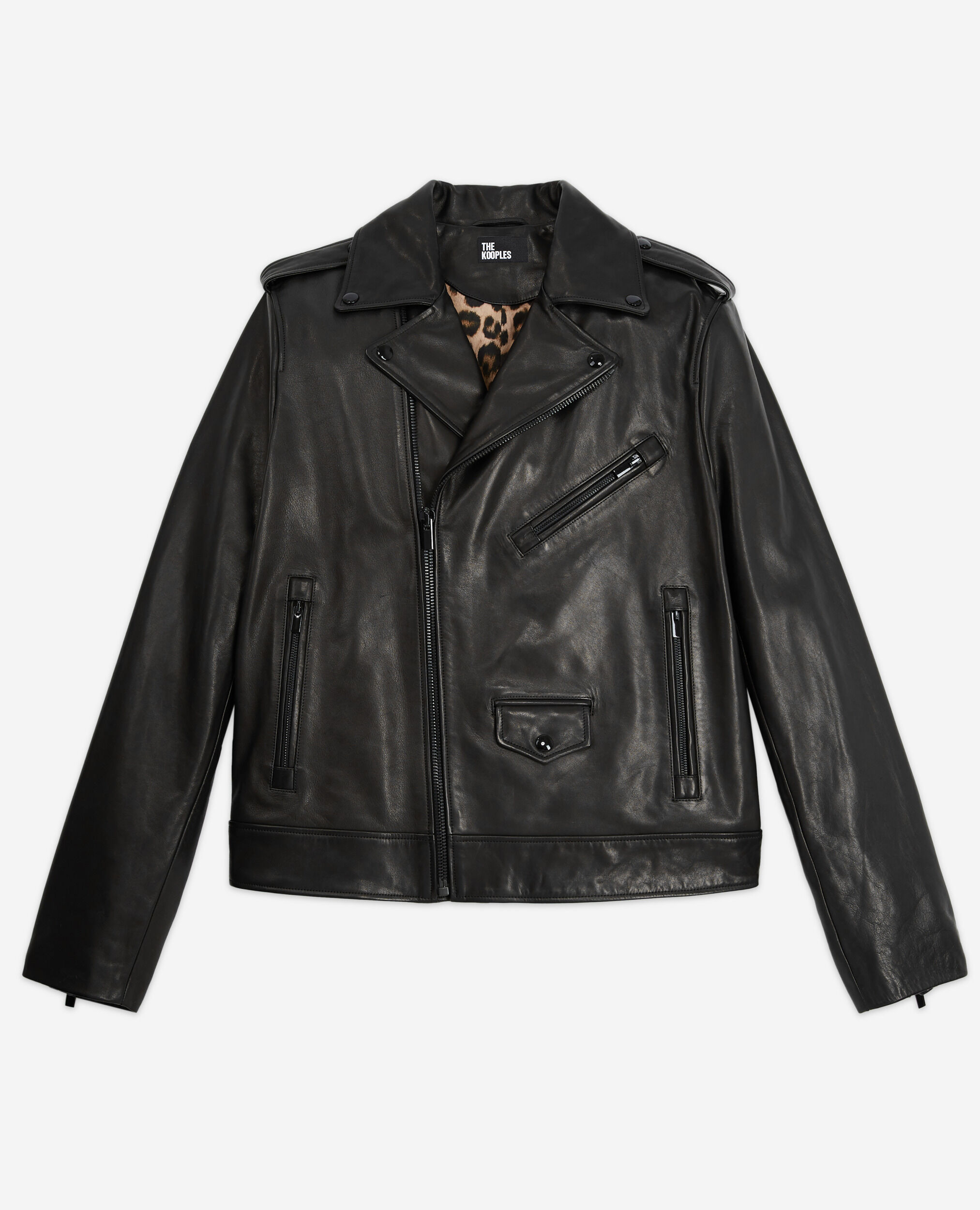 Leather jacket with leopard print lining The Kooples
