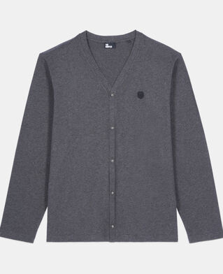 The Kooples MEN ANTHRACITE MELANGE grey cotton cardigan