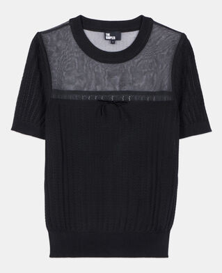 The Kooples WOMEN BLACK black openwork sweater