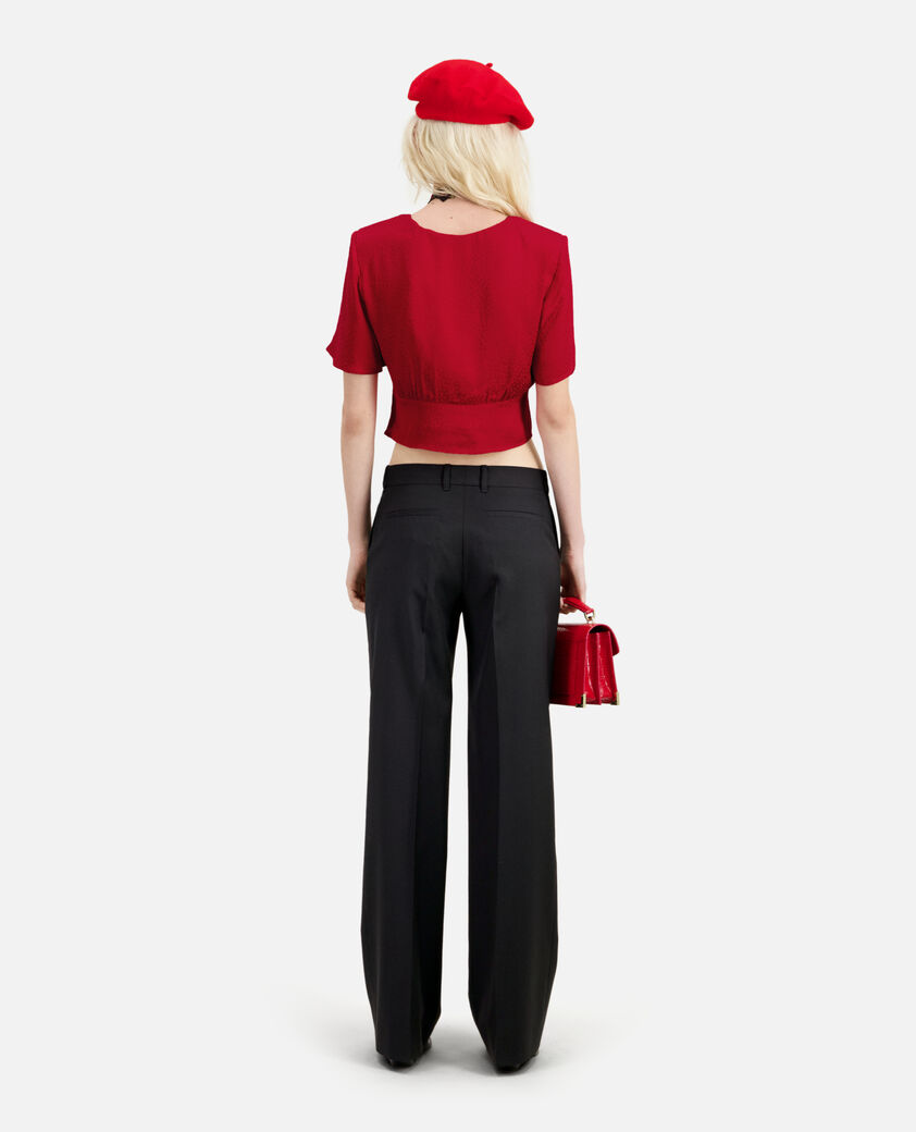 The Kooples FEMME ORIENTAL RED top court à pois jacquard rouge