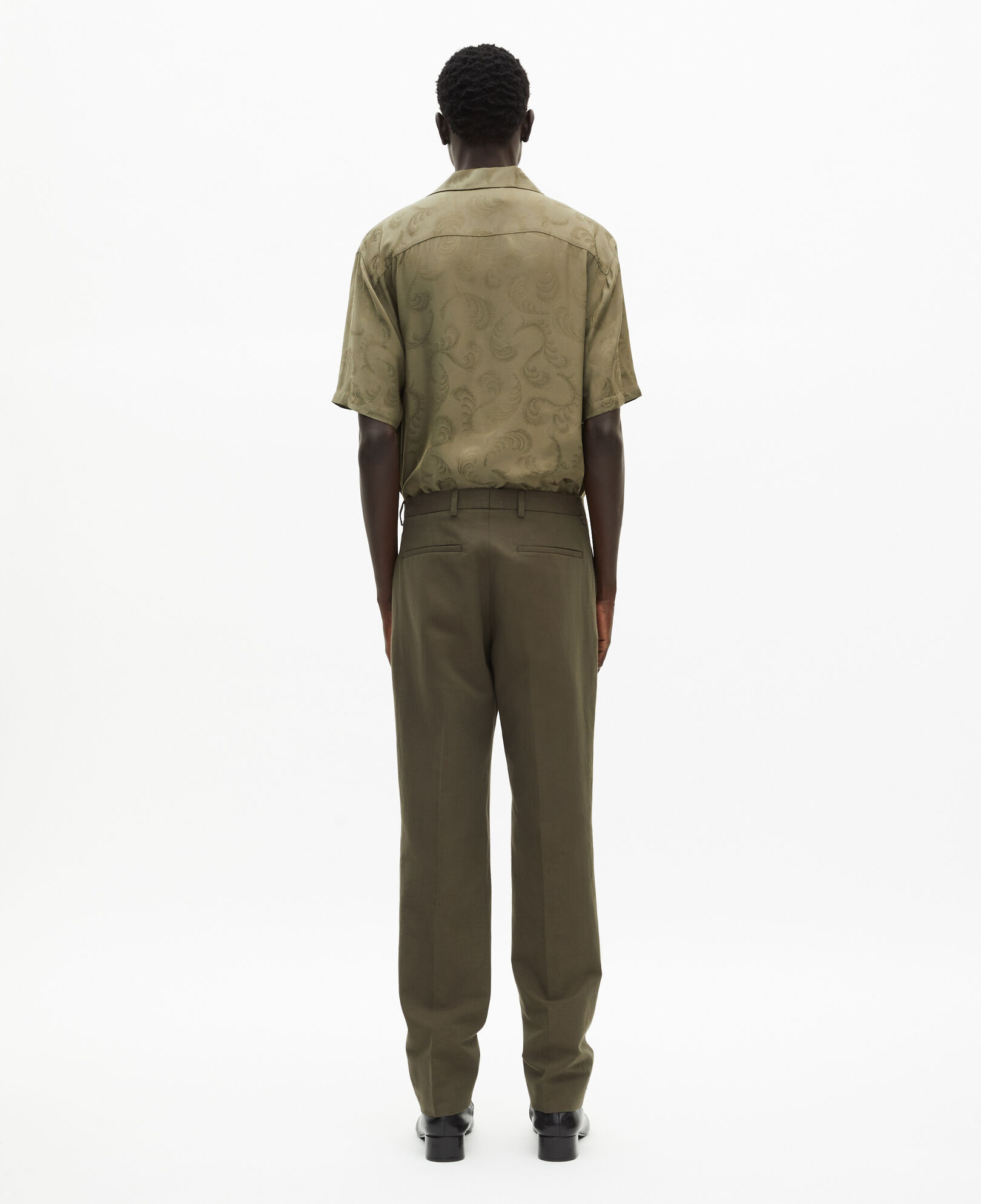 The Kooples MEN KAKI straight-cut khaki cotton and linen suit pants