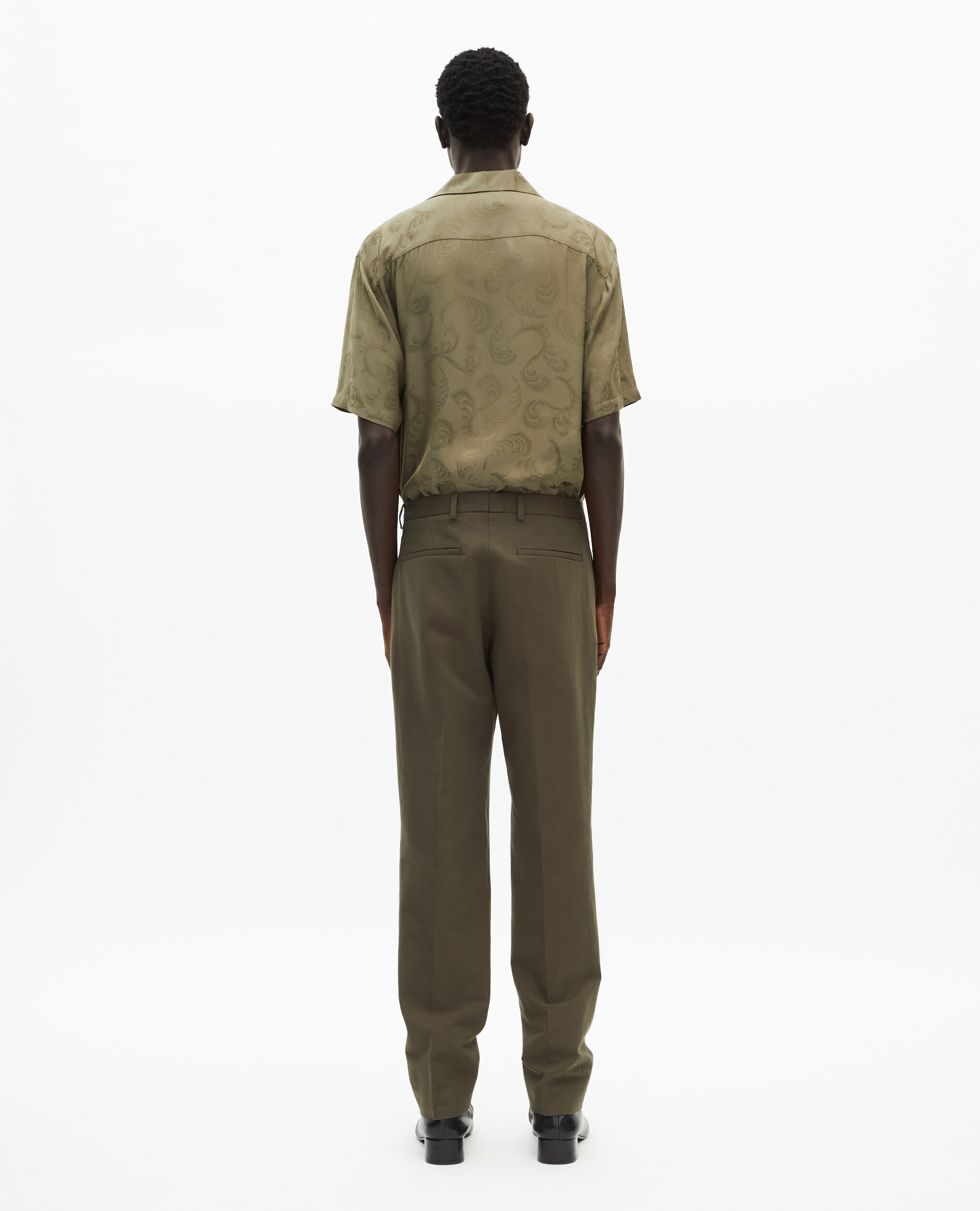 Straight-cut khaki cotton and linen suit pants, KAKI, hi-res image number null
