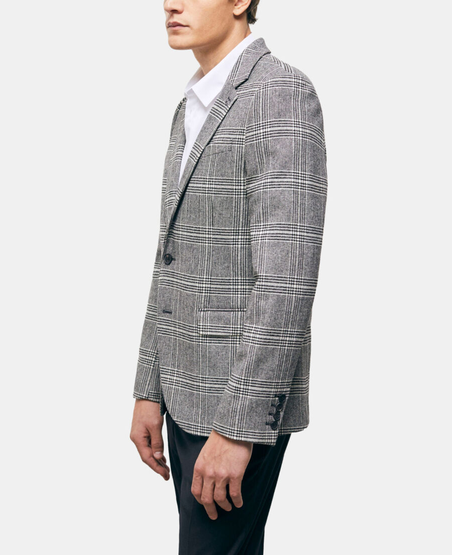 wool suit jacket with check motif