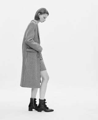 The Kooples FEMME BLACK WHITE jupe courte en pied de poule noire et blanche