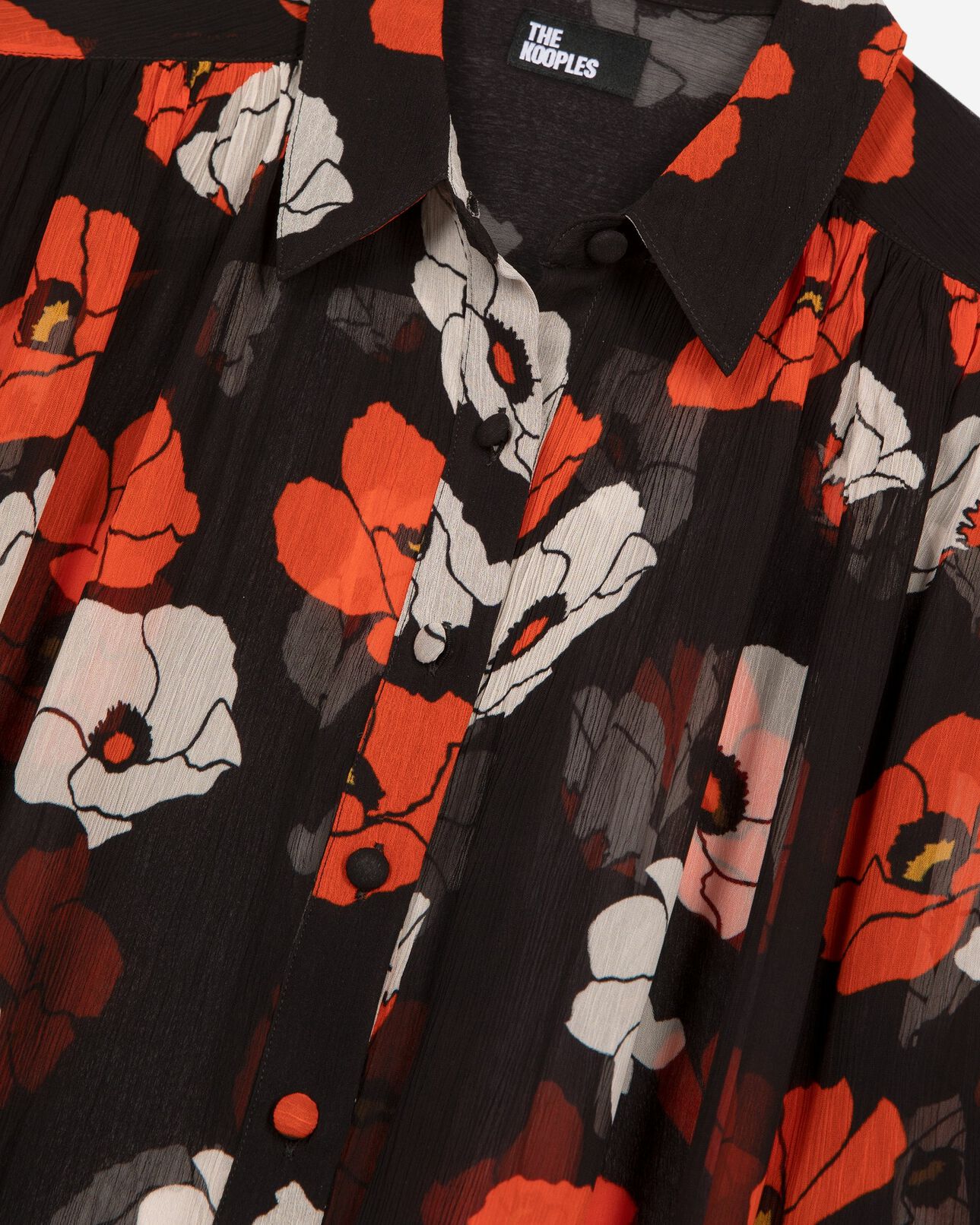 The Kooples FEMME BLACK RED OFF WHITE chemise ample imprimé fleuri noire