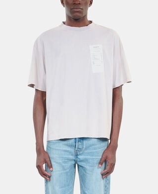 The Kooples HERREN STONE GREY graues t-shirt mit receipt-siebdruck