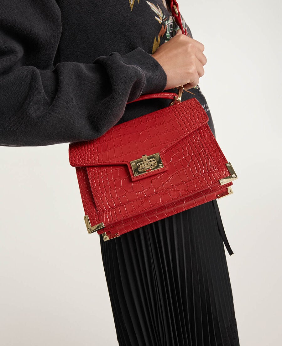 The Kooples MUJER RED bolso tama&ntilde;o small rojo efecto piel de caim&aacute;n emily