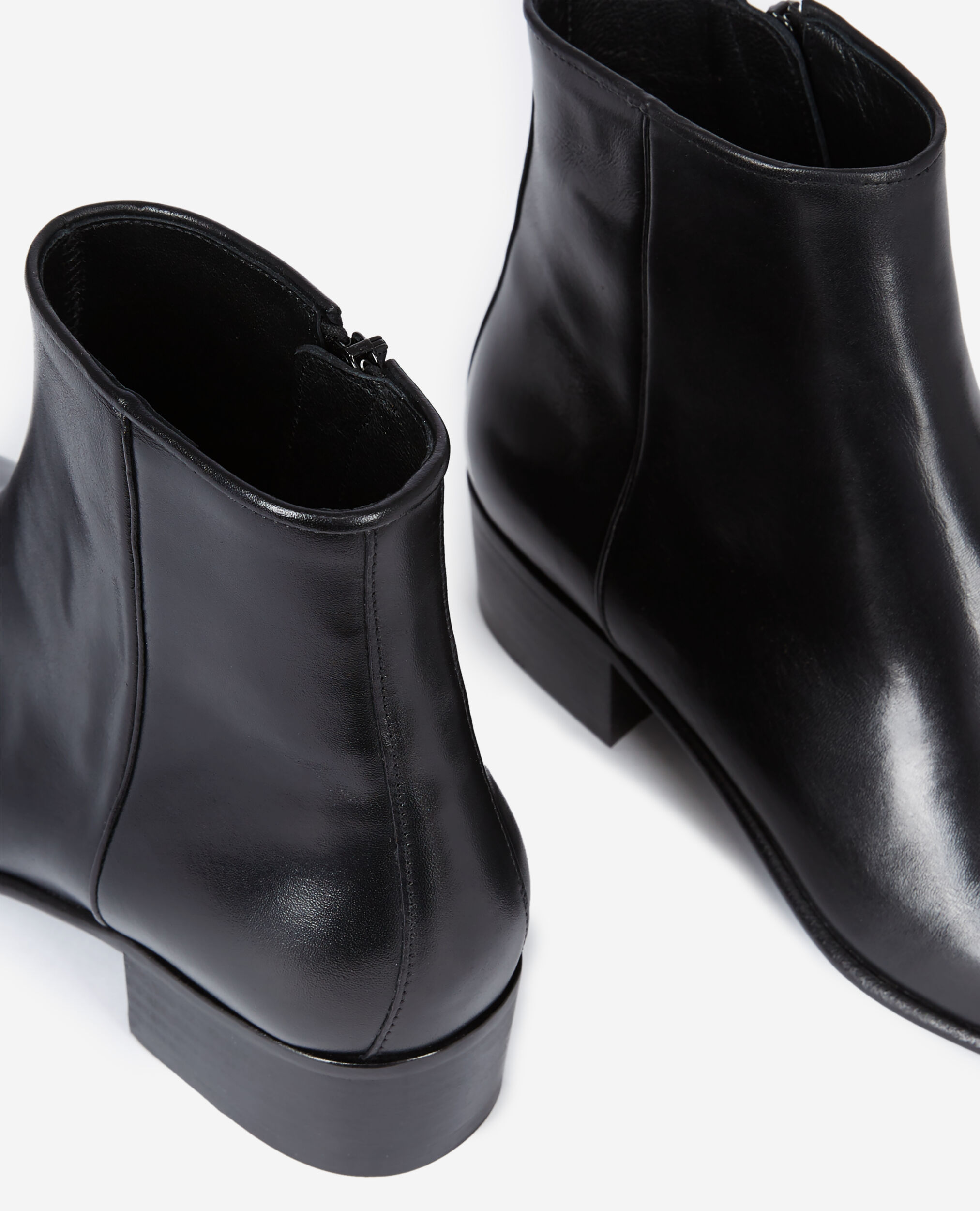 Boots en cuir lisse noir, BLACK, hi-res image number null