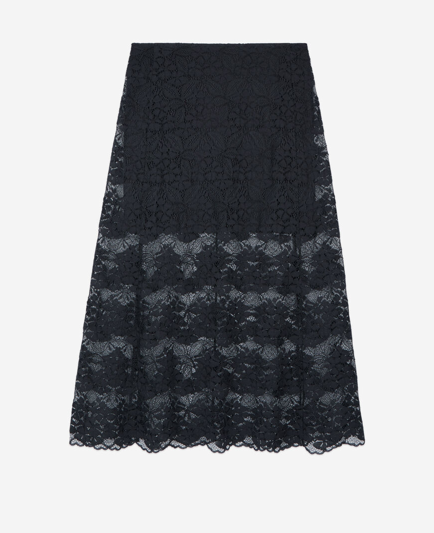 The Kooples FEMME BLACK jupe longue en dentelle noire