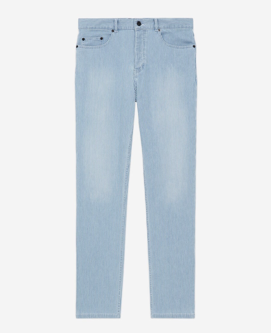 The Kooples H BLUE DENIM straight-cut blue striped jeans