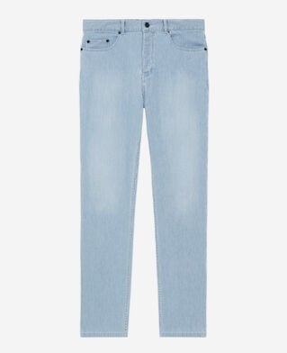 The Kooples H BLUE DENIM straight-cut blue striped jeans
