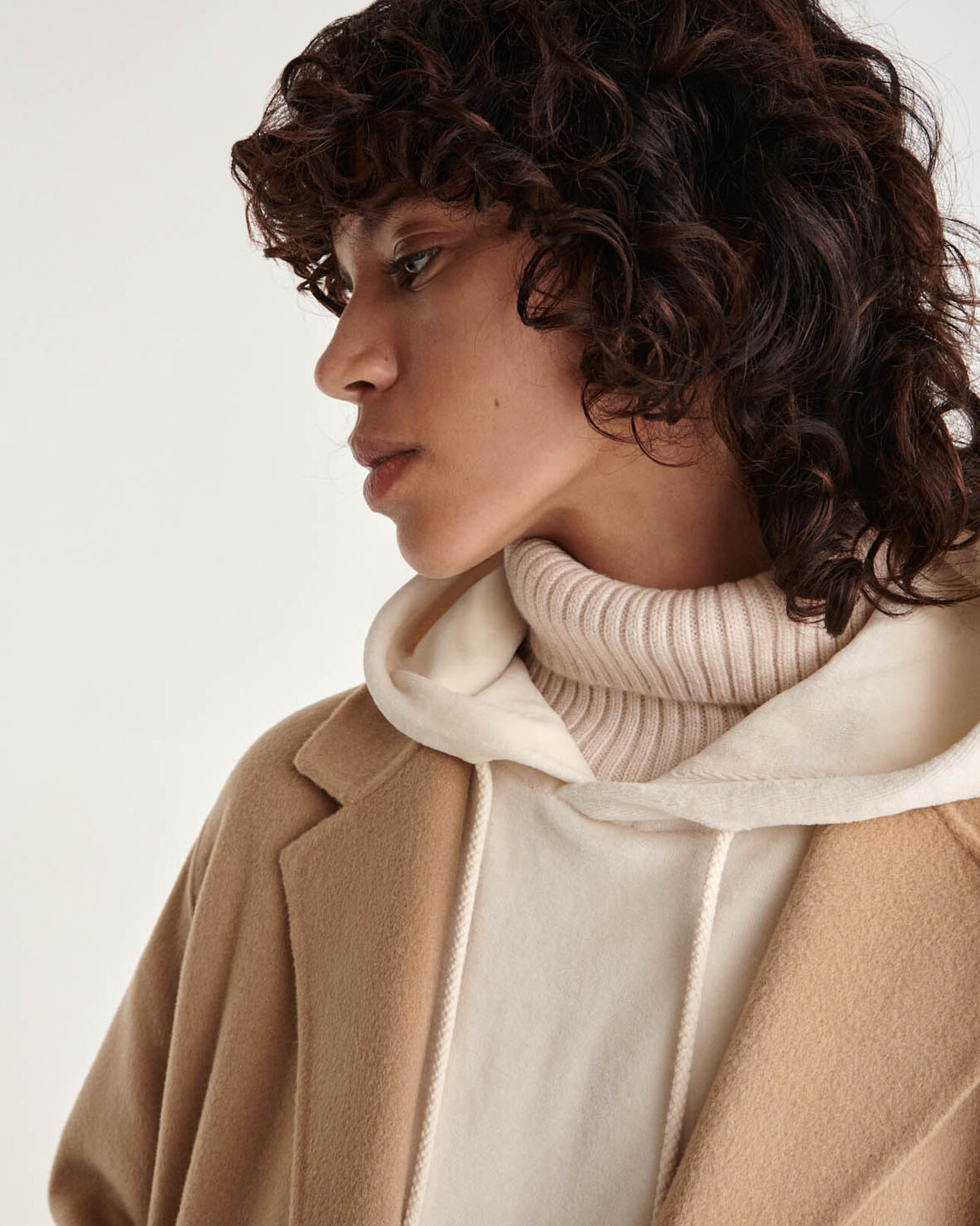 The Kooples WOMEN CAMEL double-faced button-up camel wool coat