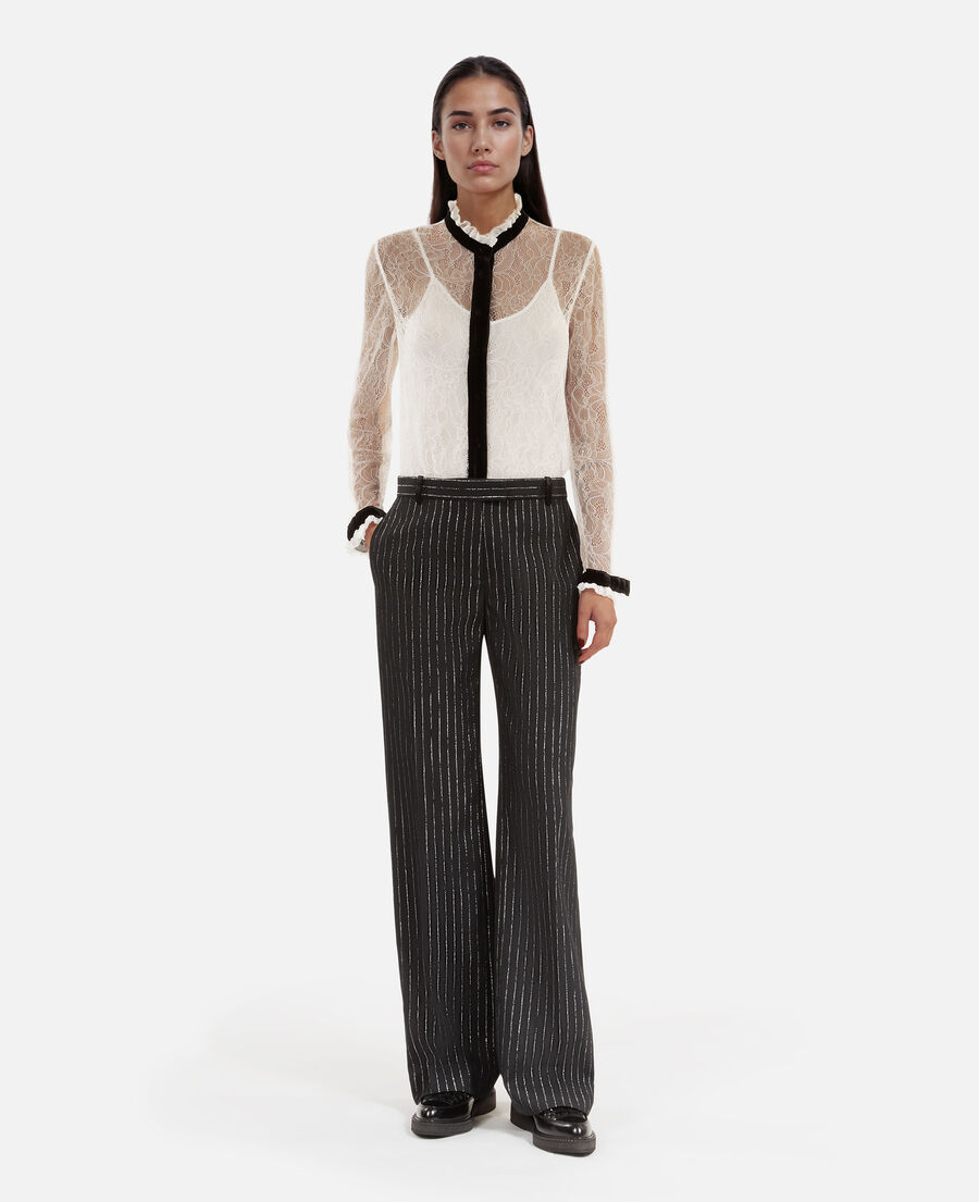The Kooples WOMEN BLACK black striped straight-leg pants