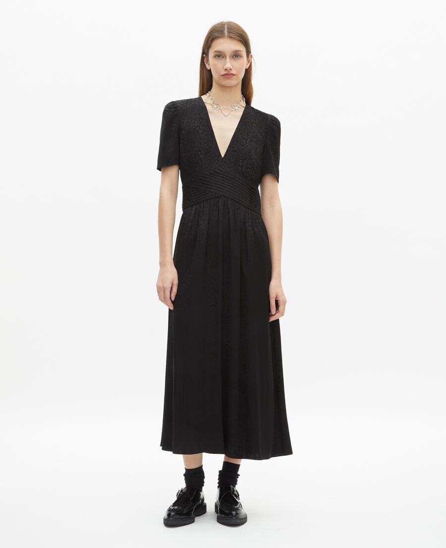 The Kooples FEMME BLACK robe longue en jacquard noire