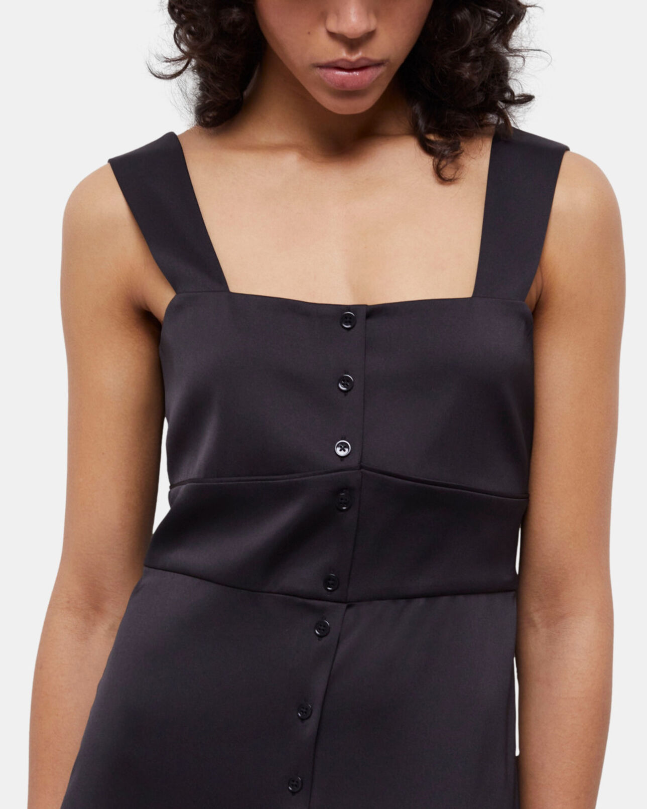 The Kooples DAMEN BLACK langes, schwarzes kleid mit knopfverschluss