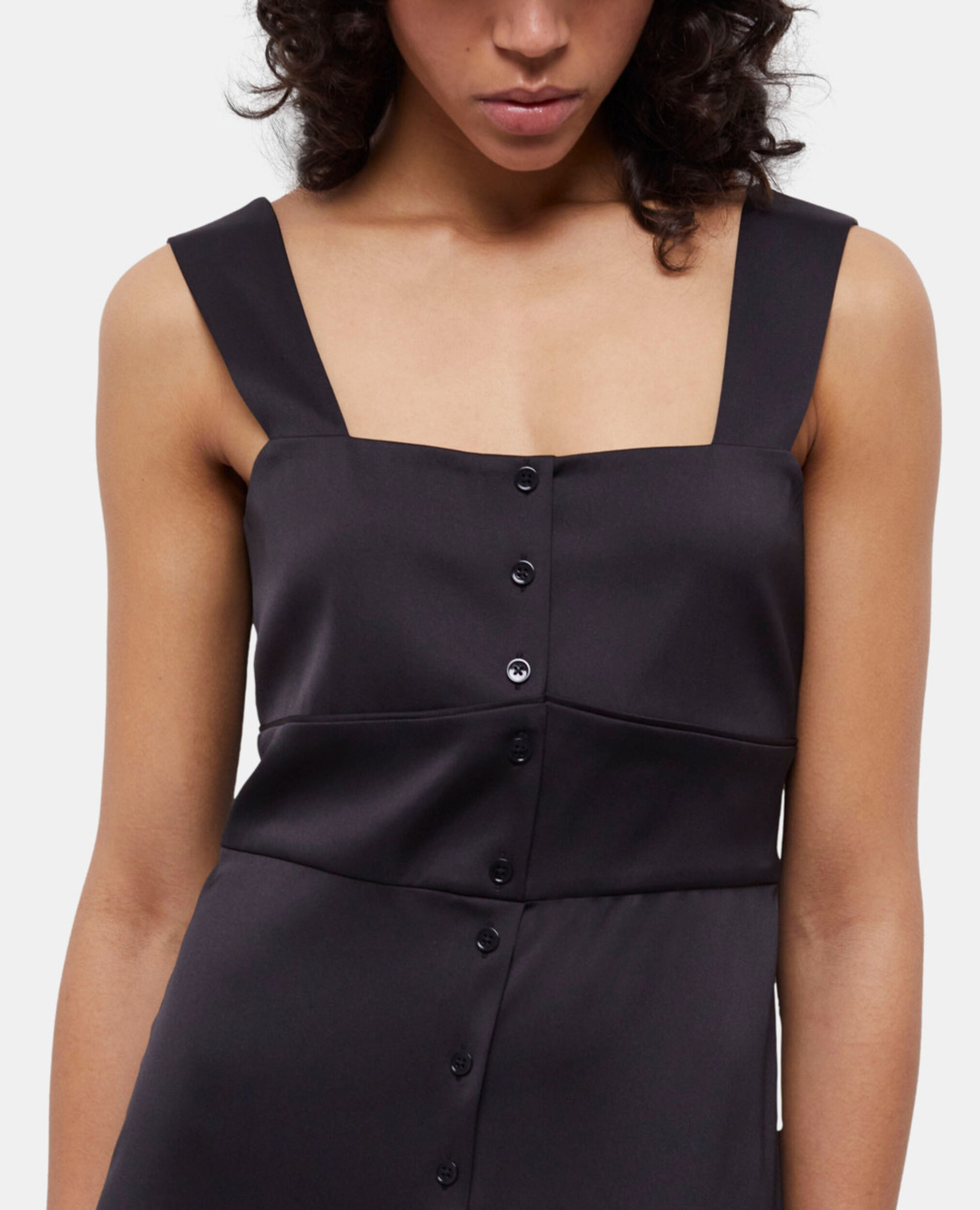 Robe longue noire avec boutonnage, BLACK, hi-res image number null