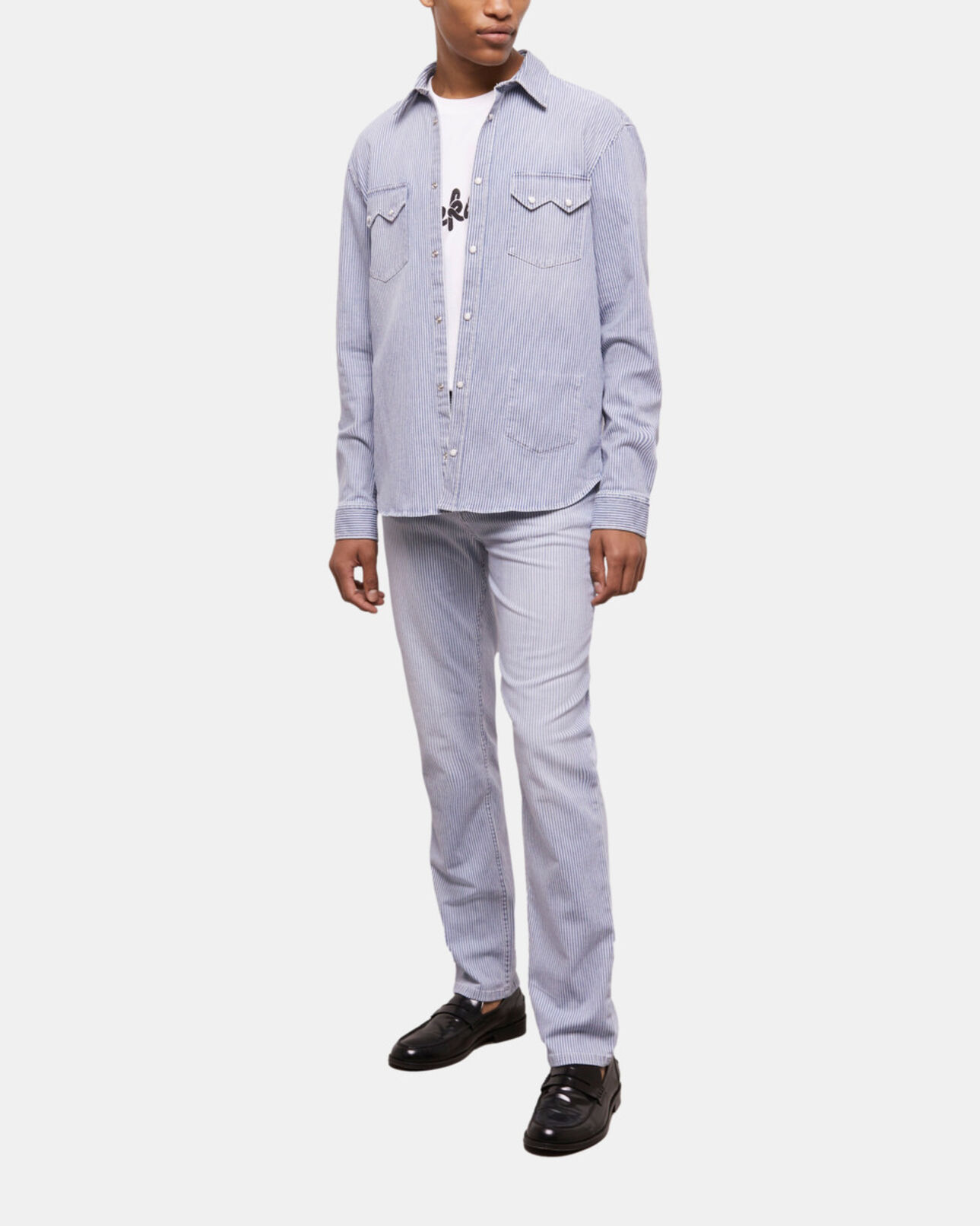 The Kooples HOMBRE BLUE DENIM vaqueros rectos rayas azules