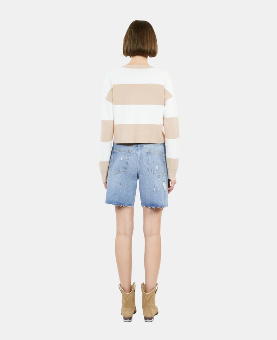 The Kooples MUJER BEIGE ECRU jersey rayas algodón