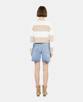 The Kooples MUJER BEIGE ECRU jersey rayas algodón