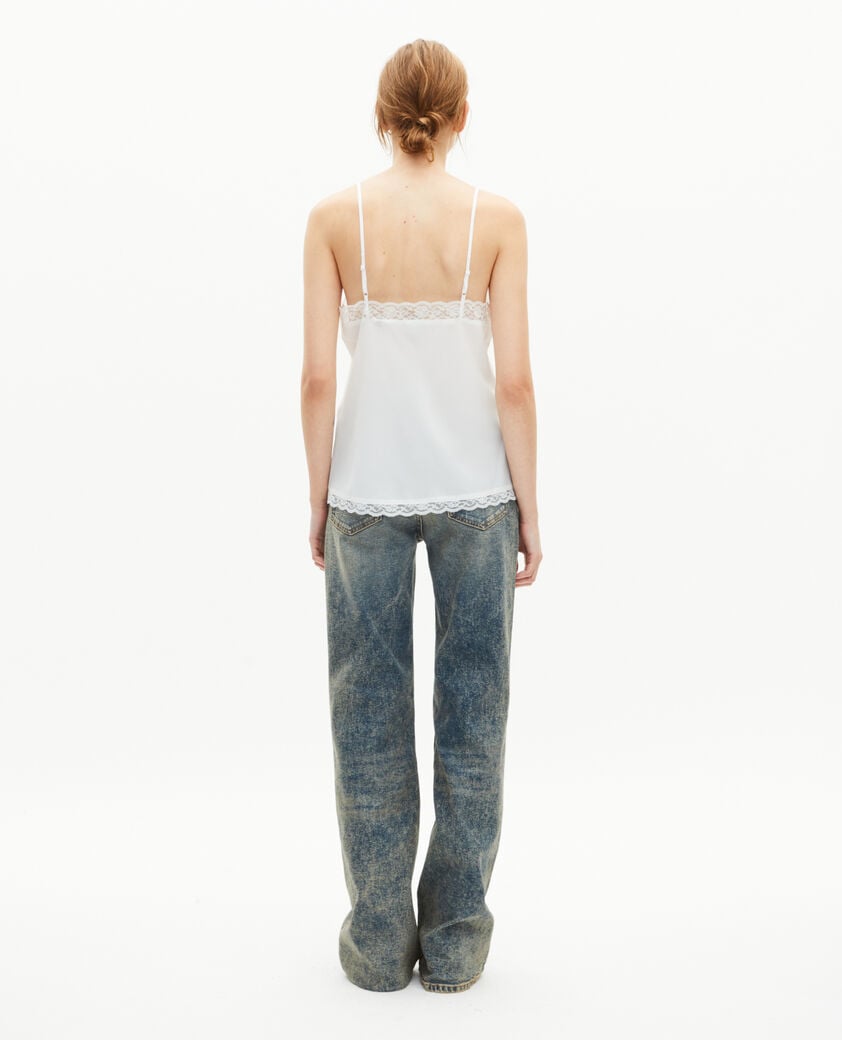 The Kooples F ECRU ecru silk and lace camisole