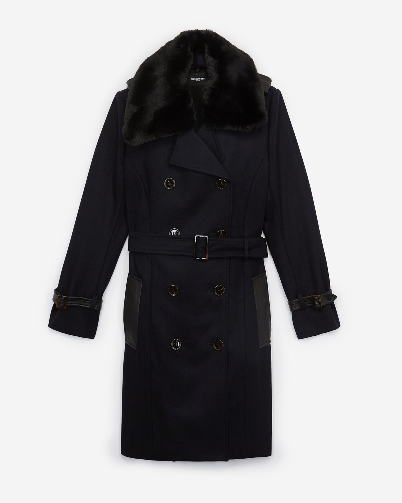 The Kooples WOMEN NAVY blue wool coat with insert