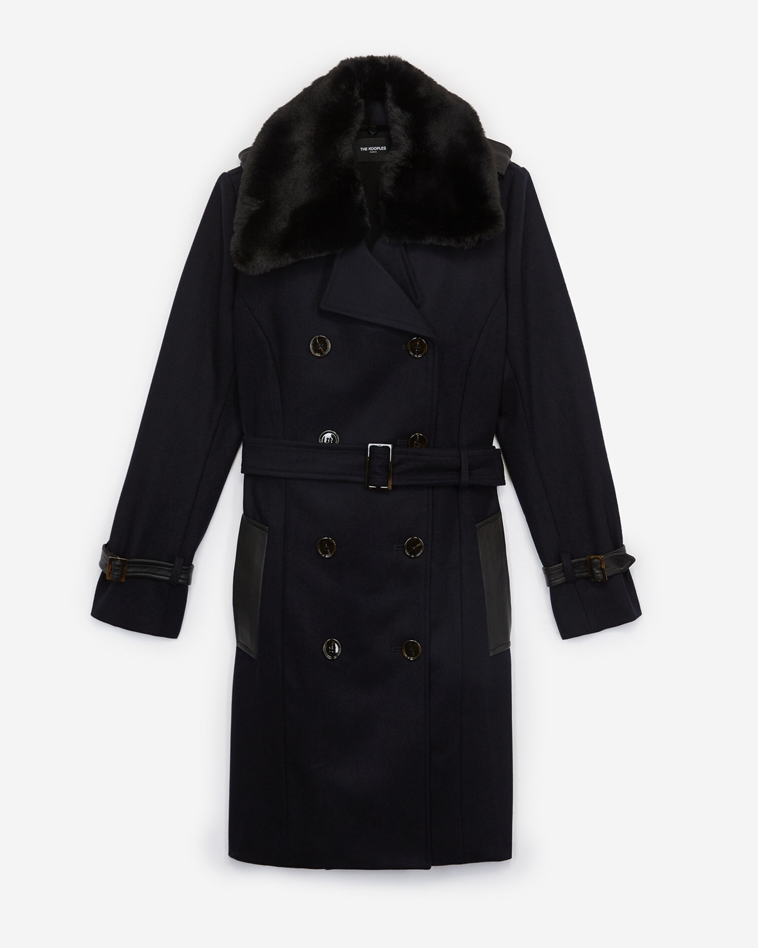 Blue wool coat with insert, NAVY, hi-res image number null