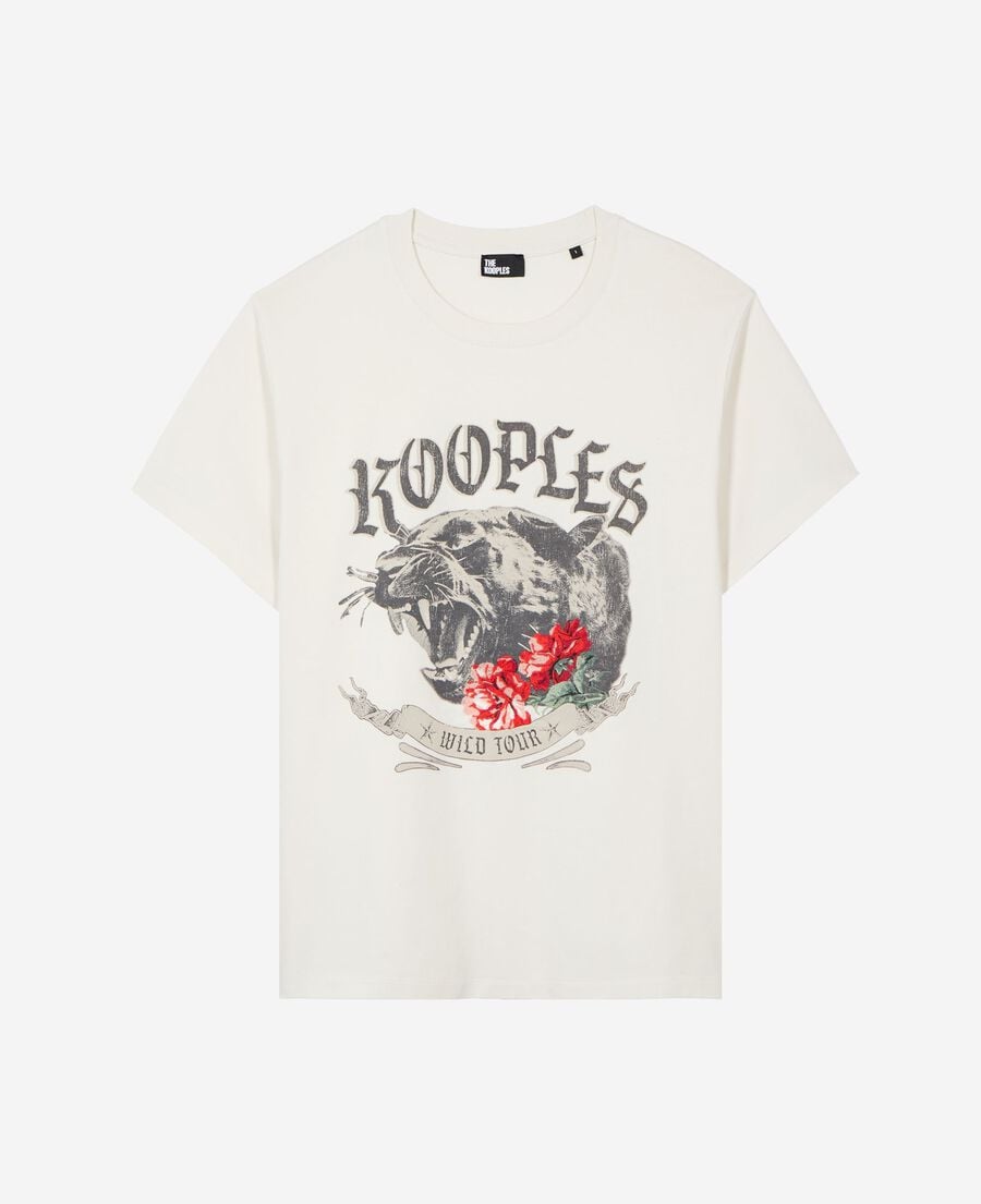 The Kooples F LIGHT BEIGE t-shirt with ecru screen print