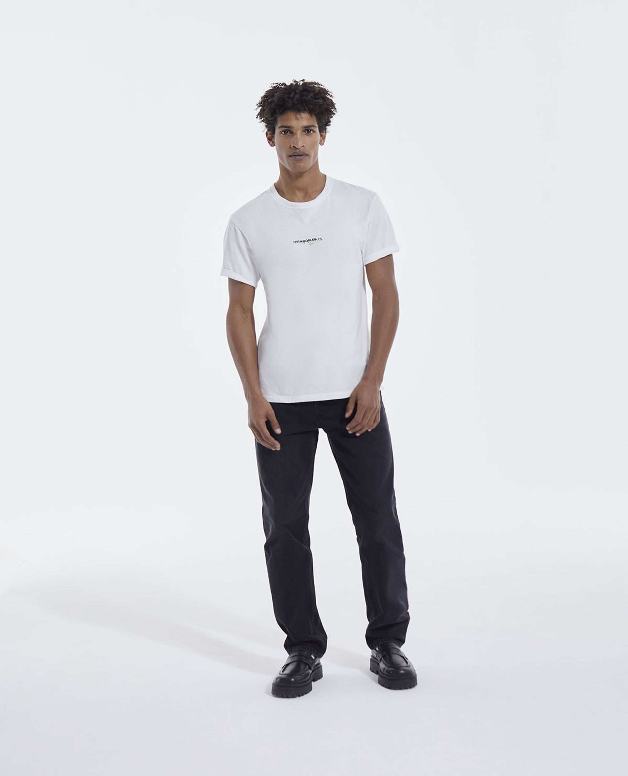 Camiseta blanca algodón triple logotipo, WHITE, hi-res image number null
