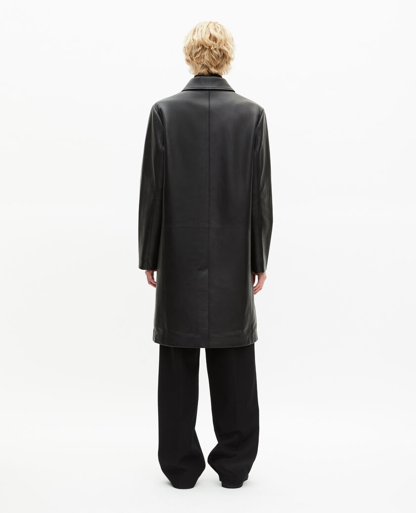 The Kooples HOMME BLACK manteau mi-long en cuir noir