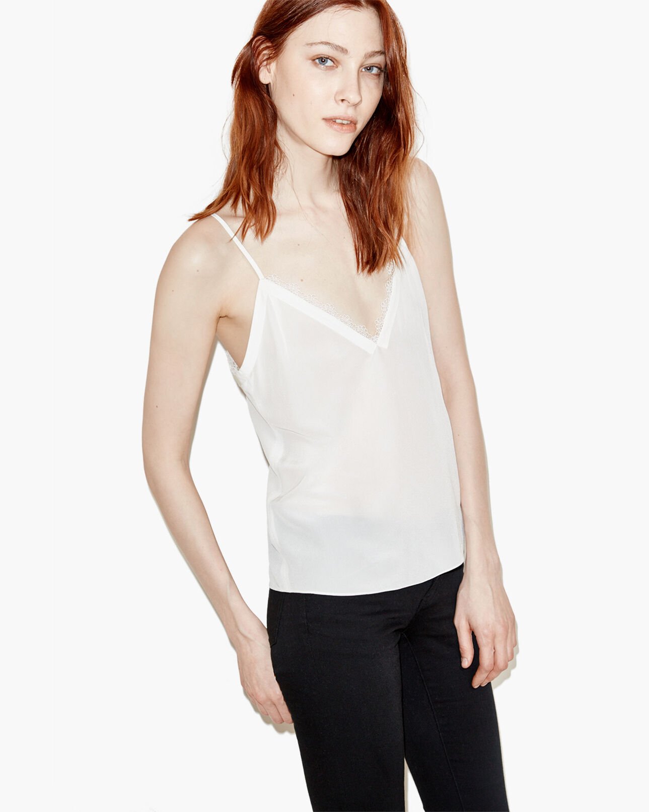 The Kooples F ECRU white camisole with lace detail