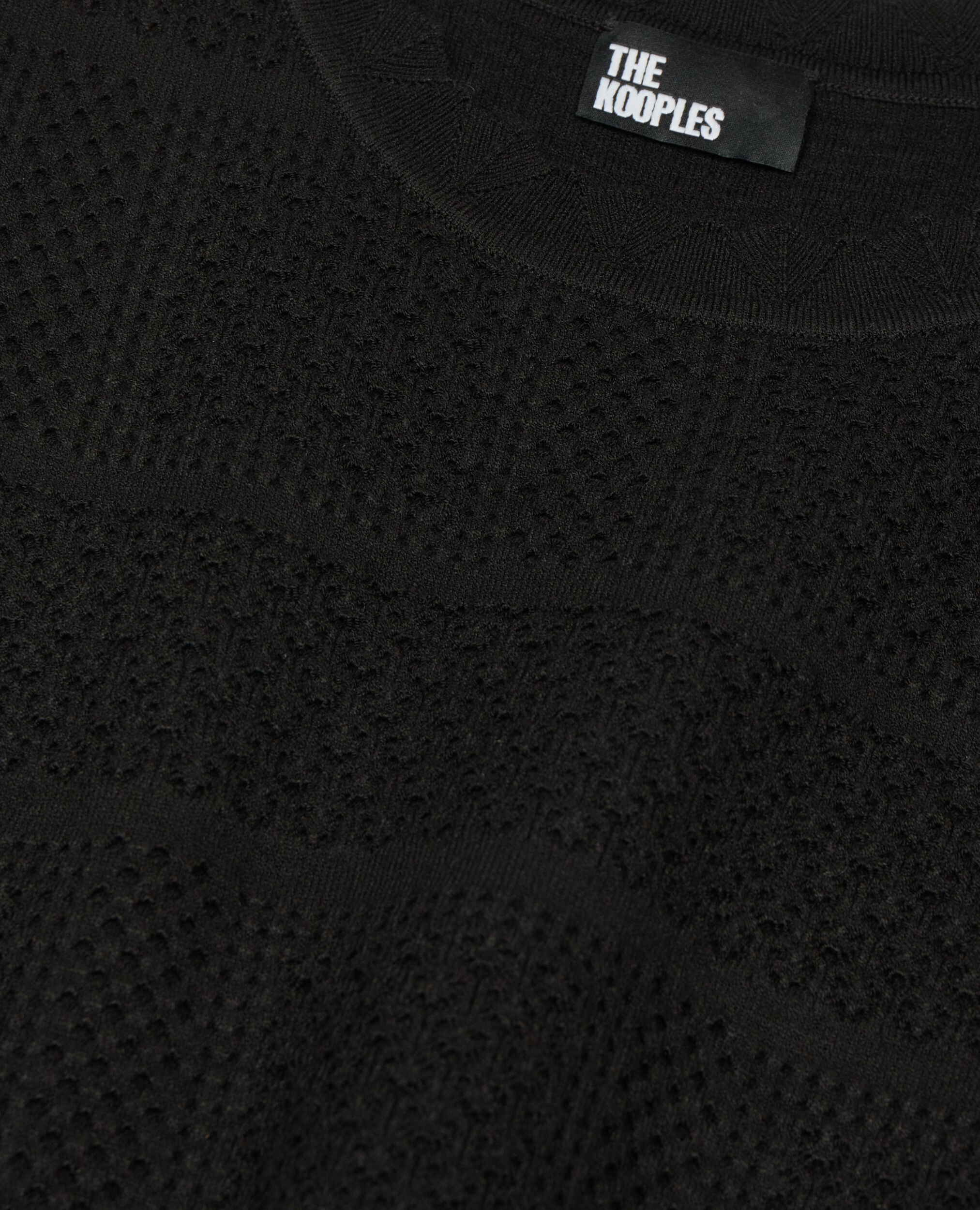 Black openwork knit sweater, BLACK, hi-res image number null