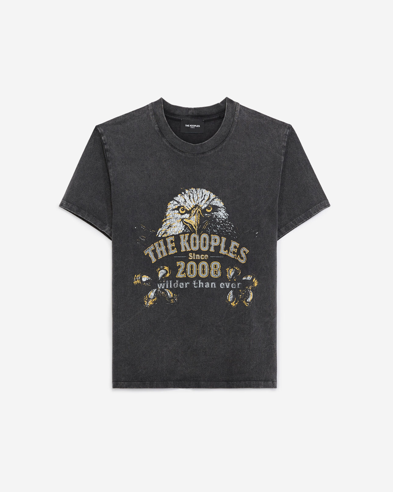 The Kooples FEMME BLACK WASHED t-shirt noir délavé coton à sérigraphie