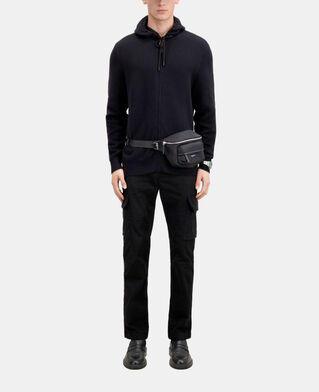 The Kooples HERREN BLACK - RED schwarzer cardigan mit kapuze aus wolle