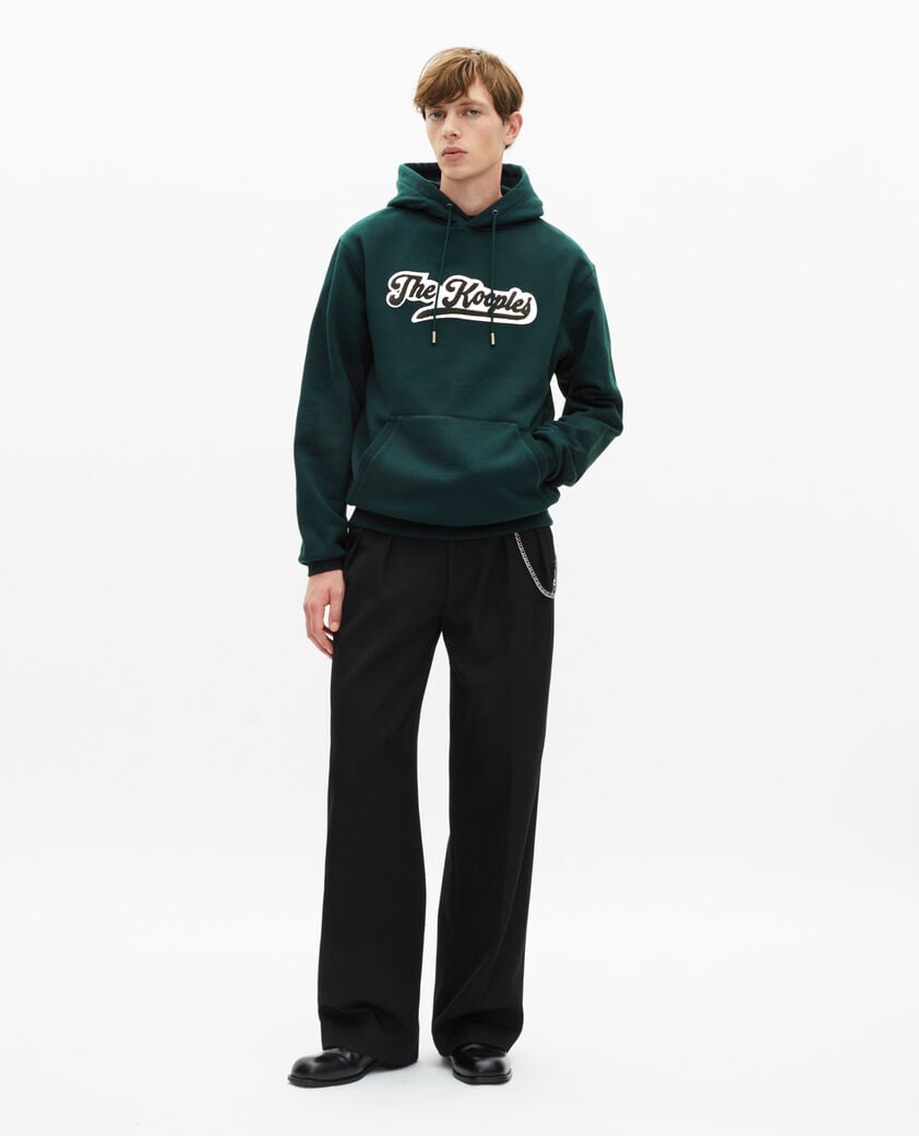 The Kooples HOMME BOTTLE GREEN sweatshirt à capuche avec patch vert foncé