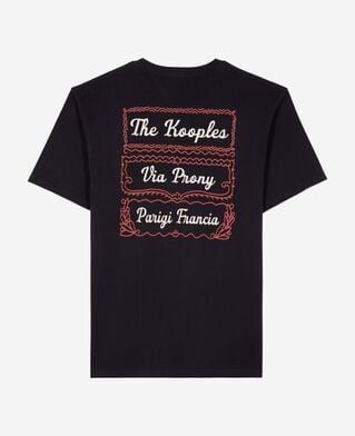 The Kooples MEN DARK NAVY t-shirt with via prony navy screen print