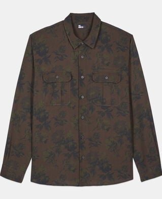 The Kooples MEN DARK BROWN floral print shirt