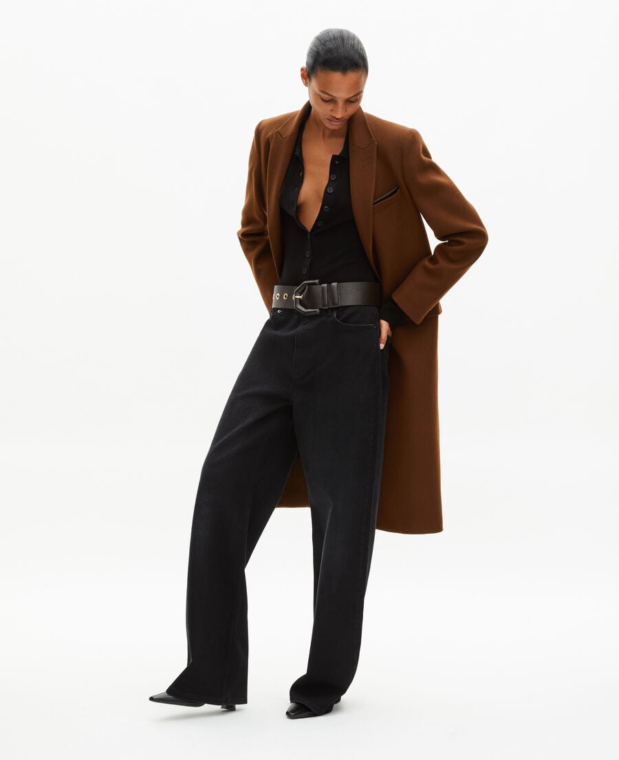 The Kooples F BROWN wide brown leather belt