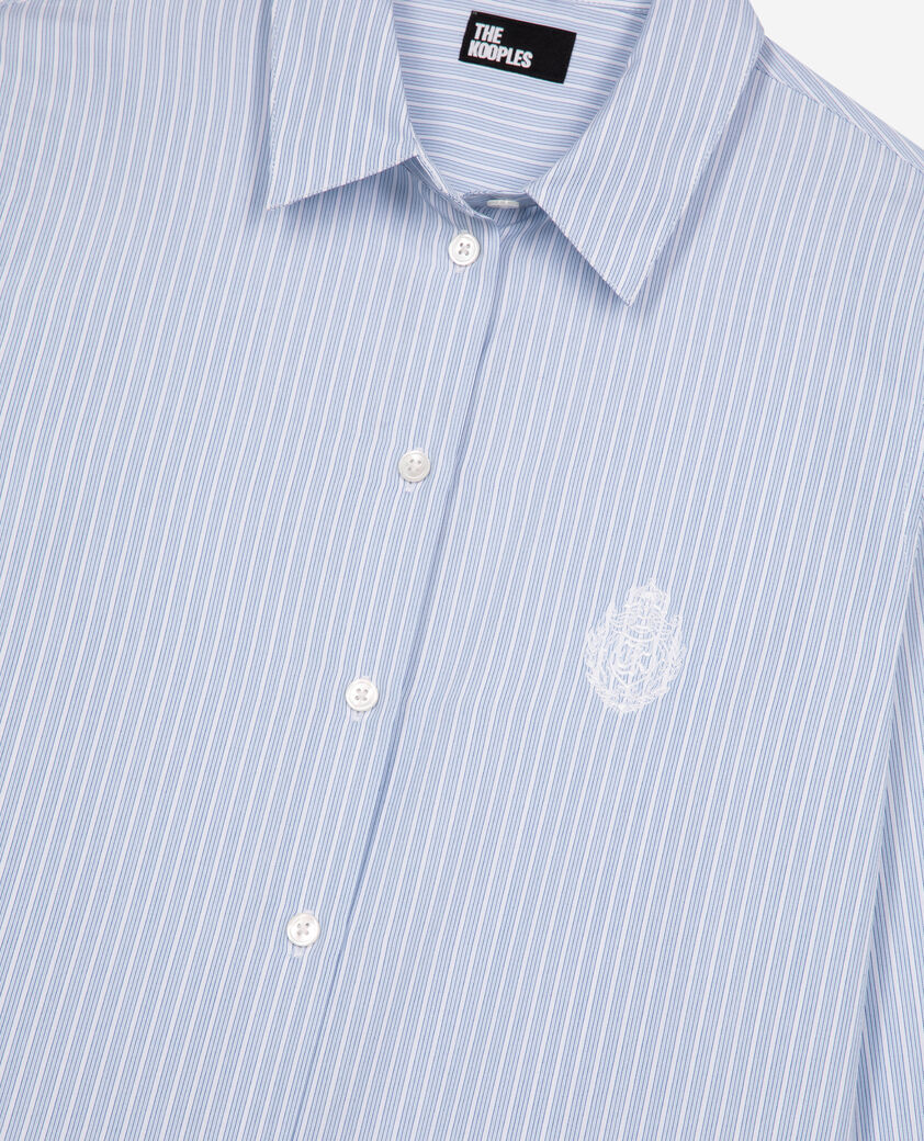 The Kooples WOMEN BLUE / WHITE blue poplin striped shirt