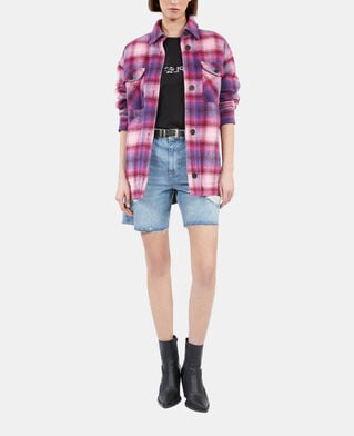 The Kooples FEMME BABY PINK / CASSIS blouson style surchemise à carreaux rose