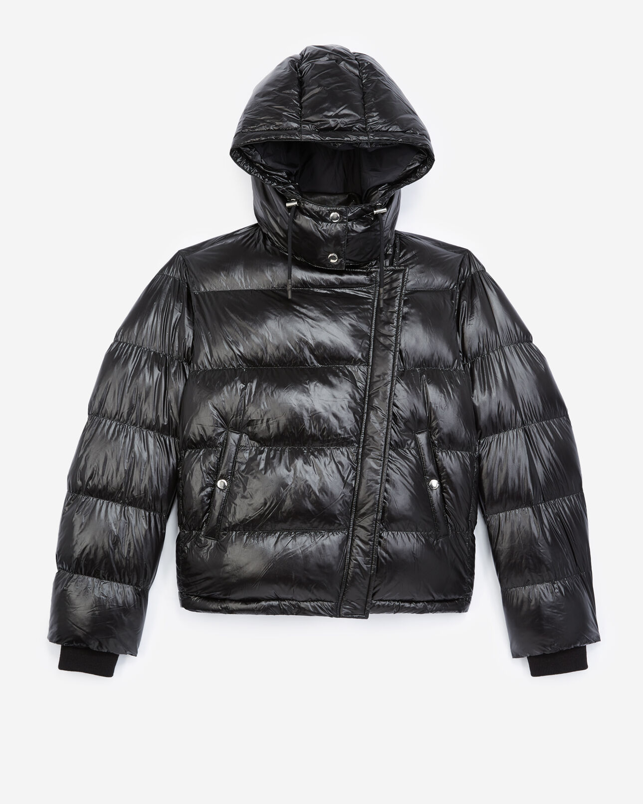 The Kooples FEMME BLACK doudoune noire col cuir