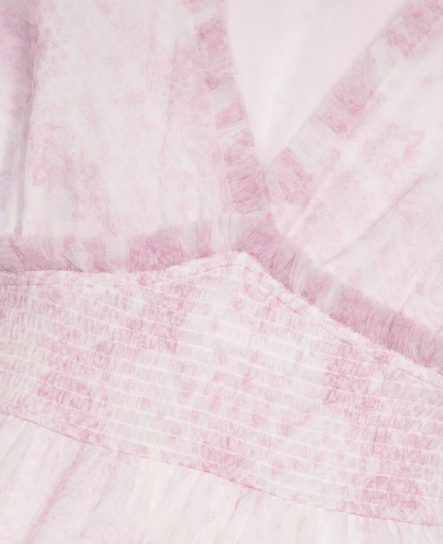 The Kooples WOMEN WHITE - PINK short dress in pale pink printed tulle
