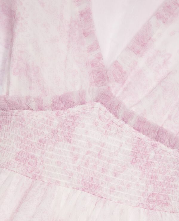 The Kooples FEMME WHITE - PINK robe courte en tulle imprimé rose pâle