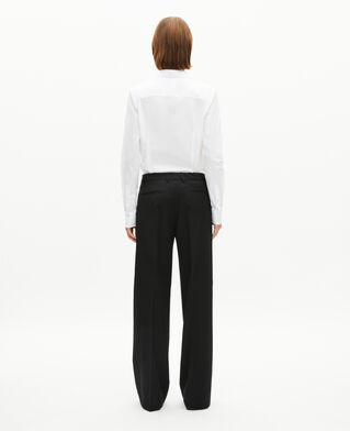 The Kooples DAMEN BLACK weite hose aus wolle in schwarz
