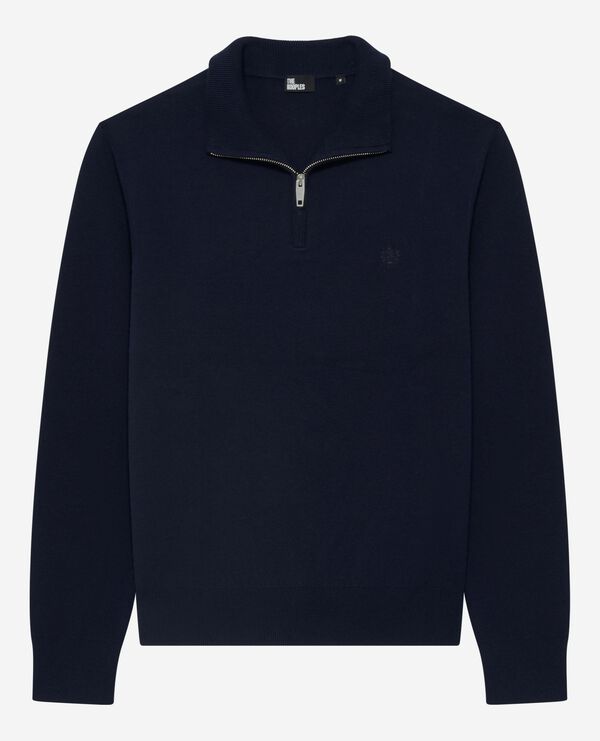 The Kooples MEN NAVY double-faced navy trucker-neck sweater