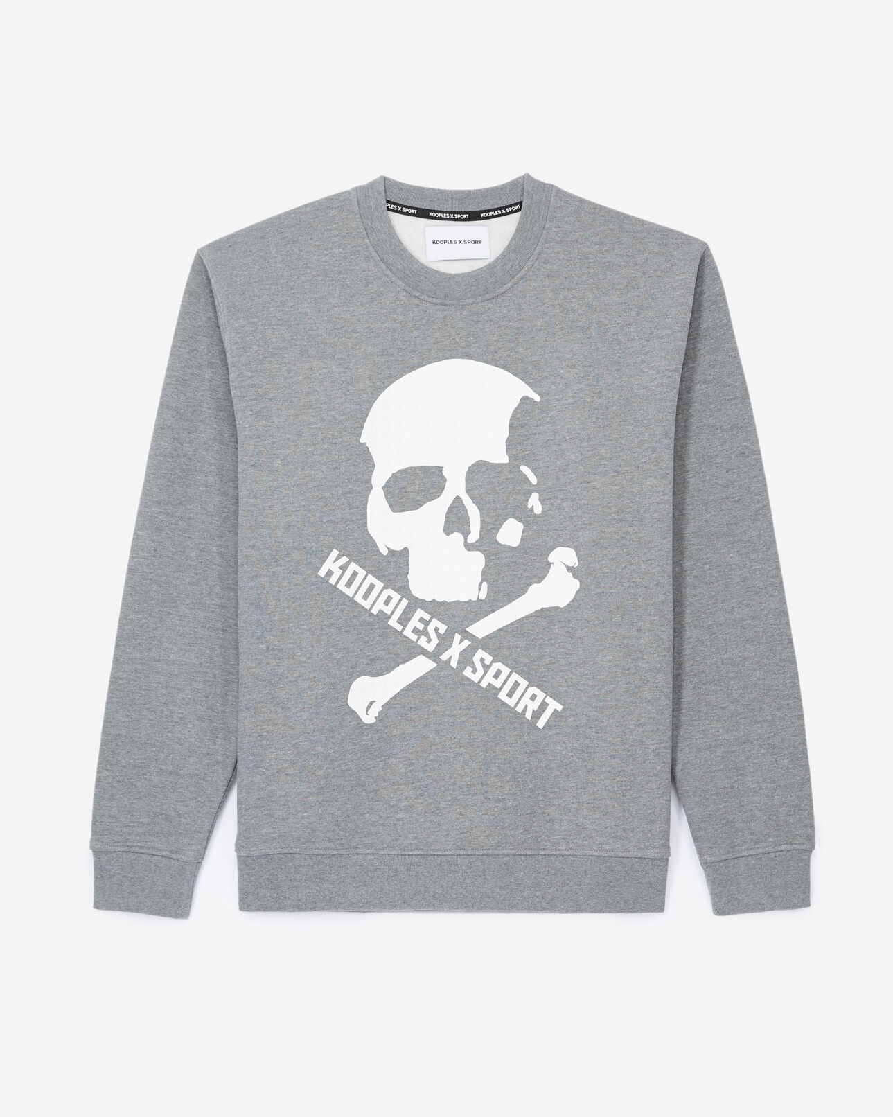 The Kooples HOMME MIDDLE GREY MELANGE sweat gris motif tête de mort